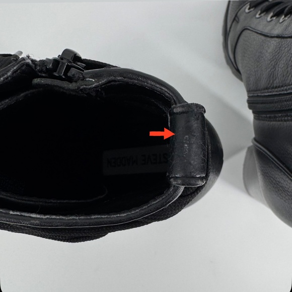 Steve Madden Laurie Platform Boots Size 8.5 Black Leather Lace-Up Whimsigoth - Picture 10 of 13